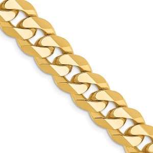 Black Bow Jewelry 9.5mm, 14K Yellow Gold, Solid Beveled Curb Chain Bracelet - 1 of 4