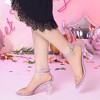 Allegra K Women's Rivet Decor Clear Block Heel Buckle Closure Ankle Strap Sandals - 2 of 4
