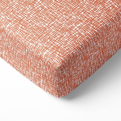 Bacati - Orange Texture Print 100 percent Cotton Universal Baby US Standard Crib or Toddler Bed Fitted Sheet