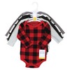 Hudson Baby Infant Boy Thermal Long Sleeve Bodysuits, Buffalo Plaid Moose - 2 of 4