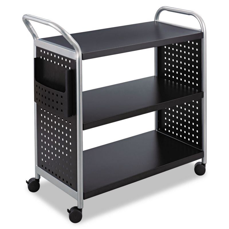 Safco Scoot Three-Shelf Utility Cart 31w x 18d x 38h Black/Silver 5339BL, 1 of 3