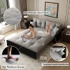 Kumasinova 74.8" Queen Pull Out Sofa Bed,3-in-1 Convertible Sleeper Tufted Velvet Loveseat with 2 Pillows,Morden Chaise Sofa Bed for Living Room - 4 of 4
