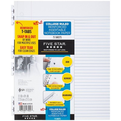 75ct Loose Leaf Filler Paper College Ruled - Five Star