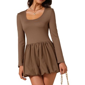 INSPIRE CHIC Women's Mini Scoop Neck Long Sleeves Party Club Bubble Short Cocktail Dress - 1 of 4