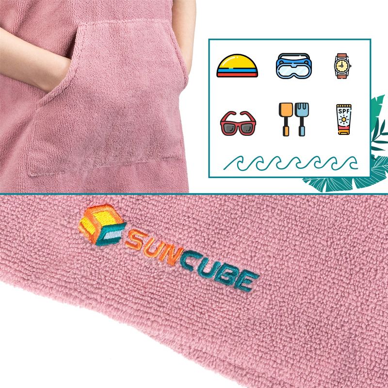 SUN CUBE Kids Changing Robe Surf Beach Towels, Quick Dry Wearable Towel Hood Pocket, Wetsuit Changing Cape for Toddler Boys Girls 3-8, 2 of 8