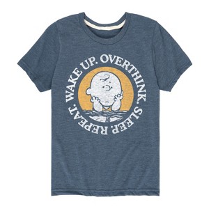Boys' - Peanuts - Wake Up Overthink Sleep Repeat Short Sleeve Graphic T-Shirt - 1 of 4