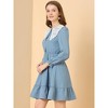 Allegra K Women's Vintage Ruffle Hem A-Line Crochet Puritan Collar Dress - 4 of 4