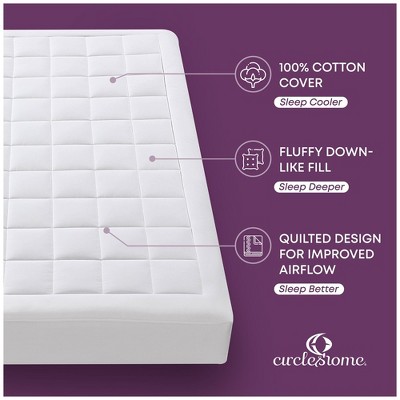 White Twin Down Alternative Cotton Mattress Pad
