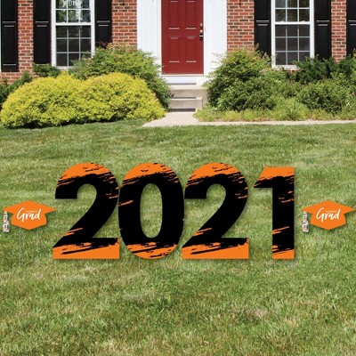 Big Dot of Happiness Orange Grad - Best is Yet to Come - 2021 Yard Sign Outdoor Lawn Decorations - Orange Graduation Party Yard Signs - 2021