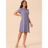 cheibear Women's Ruffle Round Neck Short Sleeve Loungewear Nightshirts - 3 of 4