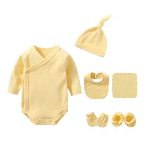 MyKids-USA Newborn Solid Color Cotton Bodysuit Thin Style Sets - 1 of 4