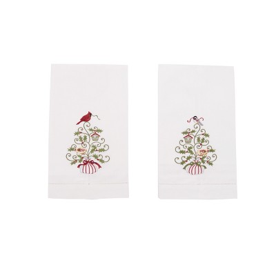 C&F Home Christmas Tree w/ Red Garden Cardinal Guest Towel Kitchen Bathroom Decor Decoration