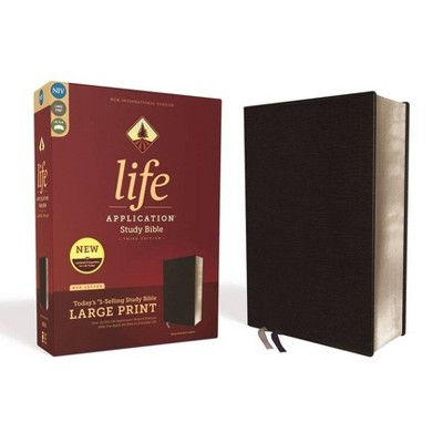 Niv, Life Application Study Bible, Third Edition, Large Print, Bonded Leather, Black, Red Letter Edition - by  Zondervan (Leather Bound)