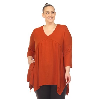 Plus Size Empire Cut V-Neck Tunic Top