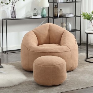 Armrest Tan Bean Bag Chairs for Adults with Ottoman, Memory Foam Bean Bag Chairs with Super Fiber - 1 of 4