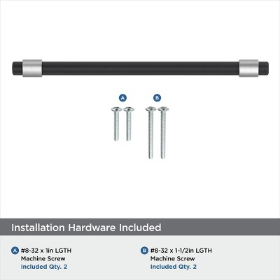 Amerock 7.44" Matte Black and Chrome Modern Cabinet Bar Pull