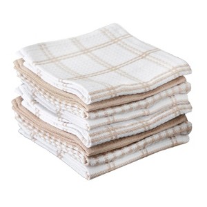 T-fal Coordinating Flat Waffle Weave Dish Cloth  Eight Pack  Sand - 1 of 4