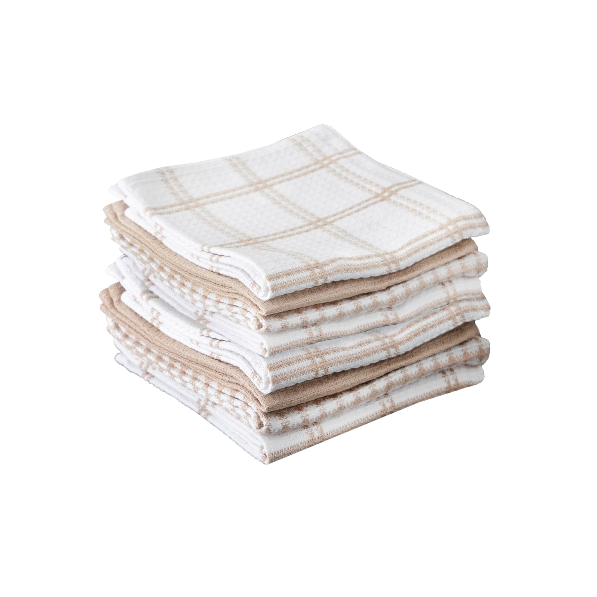 T-fal Coordinating Flat Waffle Weave Dish Cloth Eight Pack Sand