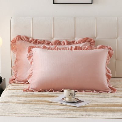 Velvet Ruffle Pillowcases – Luxurious Soft Velvet Pillow Covers with Elegant Fringe, Pocket Closure, Queen/King/Body Options