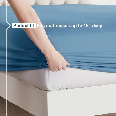 Twin XL Blue Deep Pocket Microfiber Sheet Set