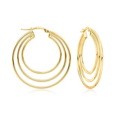 Ross-Simons Italian 18kt Gold Over Sterling 3-Circle Hoop Earrings