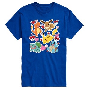 Men's - Pokémon - Valentine's Day Heart Sticker Short Sleeve Graphic T-Shirt - 1 of 3