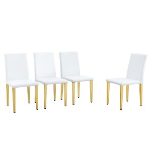 Dolonm Set of 4 PU Leather Chairs with Metal Legs, Modern Minimalist Dining Chairs 16.2x18.5x34.6 Inches - 1 of 4
