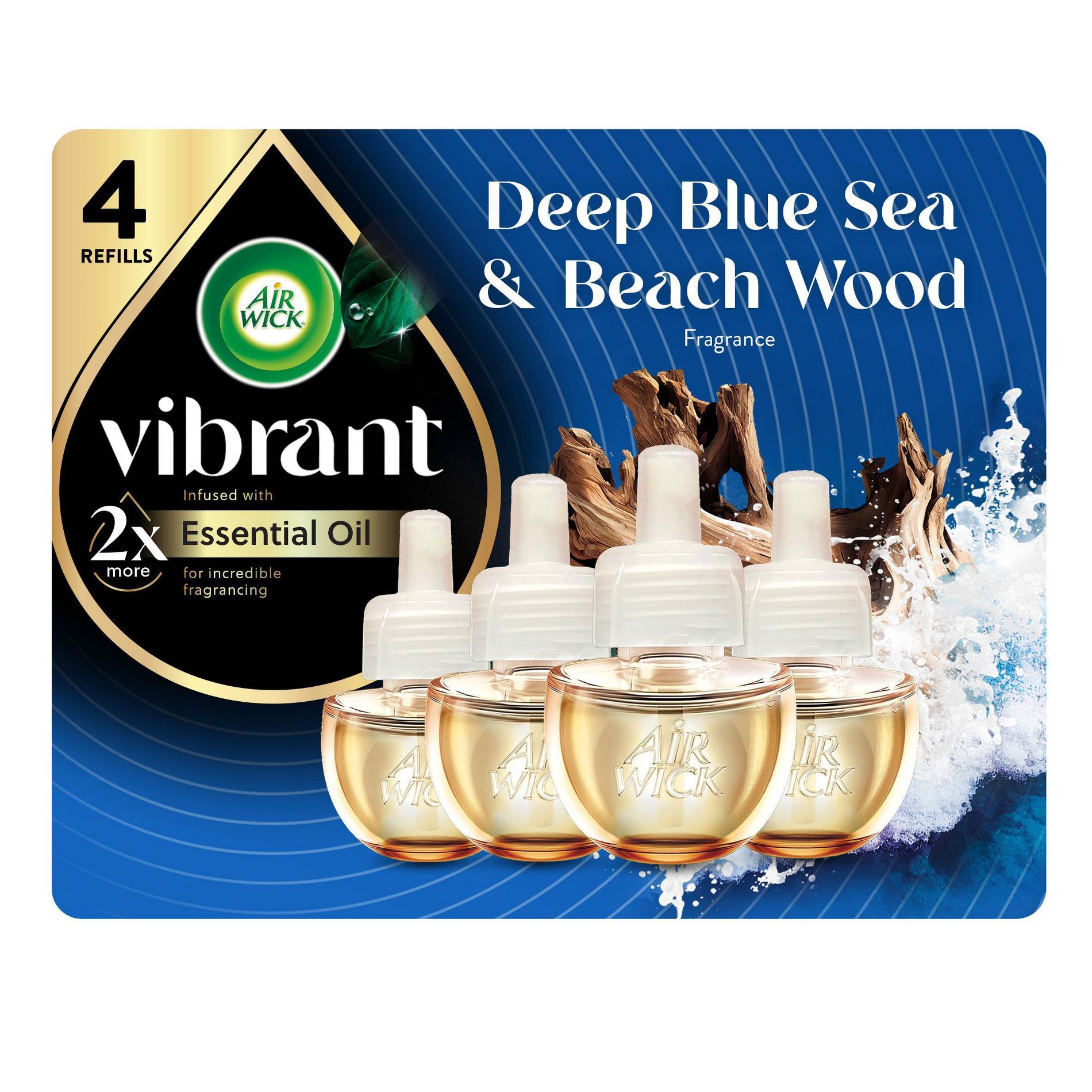 Air Wick Vibrant Scented Oil Air Freshener Refills - Deep Blue Sea & Beach Wood - 4pk