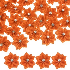Unique Bargains Artificial Satin Durable Flexible Decorative Mini Ribbon Flowers with Rhinestones 1.2 Inch 100 Pcs - 1 of 4