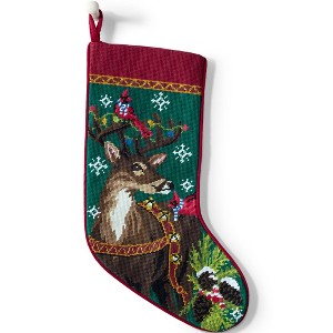 Lands' End Needlepoint  Christmas Stocking - 1 of 2