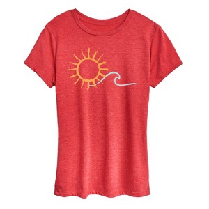 Women's - Instant Message - Brushstroke Sun And Wave Short Sleeve Graphic T-Shirt - 1 of 4