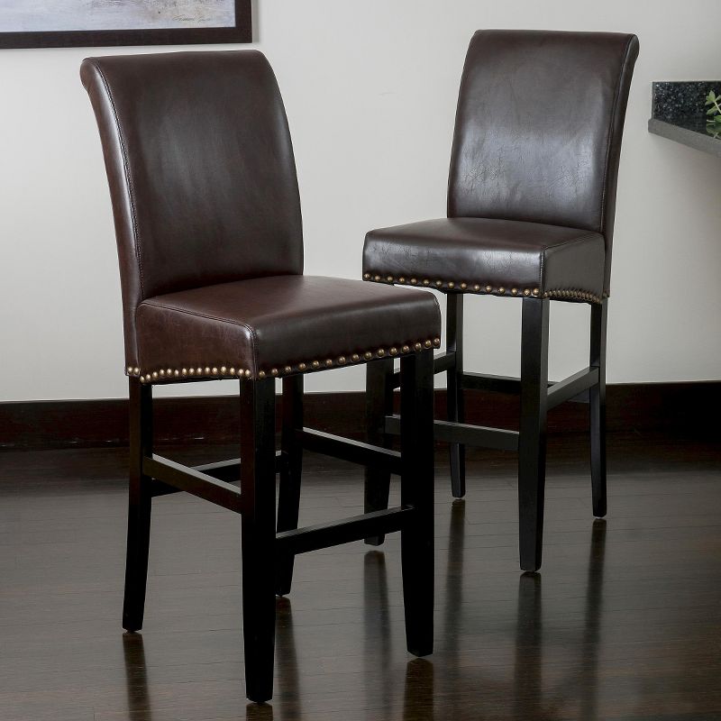 Set of 2 Christopher Knight Home Lissette leather Barstool - Brown, 5 of 6