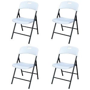 Peakform Fully Assembled Durable Ergonomic Lightweight Plastic Foldable Chair with Metal Frame for Indoor or Outdoor Use, 4 Pack, White - 1 of 4