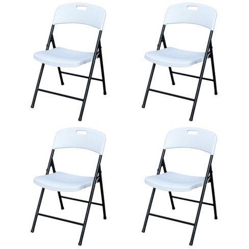 Peakform Fully Assembled Durable Ergonomic Lightweight Plastic Foldable Chair with Metal Frame for Indoor or Outdoor Use, 4 Pack, White - image 1 of 4