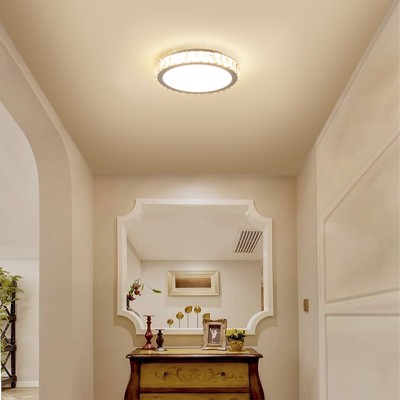Crystal LED Ceiling Light, 13.80-Inch Flush Mount,38W Dimmable Modern Fixture, Energy-Saving, Perfect for Living Room, Transparent