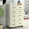 38" Wide Chest of 5 Drawers with Stylish Metal Wood Grain Handles Saw Cut Off White - Festivo: Modern Farmhouse MDF Storage Organizer - 2 of 4