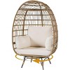 Acekool 360° Swivel Egg Chair with Cushions - Indoor/Outdoor Rattan Lounge Chair for Patio & Living Room - 2 of 4
