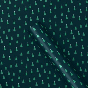 40" 125 sq ft Christmas Roll Wrap Trees on Green - Wondershop™ - 1 of 3
