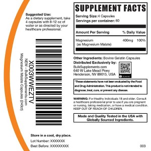 BulkSupplements Magnesium Malate Capsules - 1 of 4