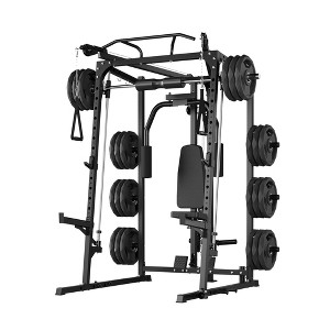 Coucheta Smith Machine, 2000LBS Squat Rack for Home Gym, Multi-Function Power Cage Cable Crossover System Strength Training Equipment - 1 of 4