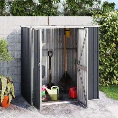 VidaXL Garden Tool Shed Anthracite 63.4"x35"x63.4" Galvanized Steel