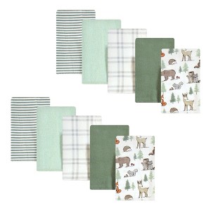 Hudson Baby Infant Boy Cotton Flannel Burp Cloths, Forest Animals, One Size - 1 of 2