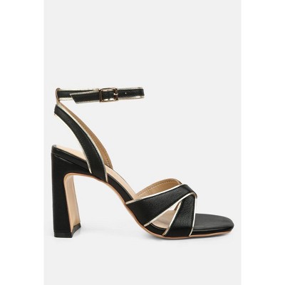 Heeri Metallic Lined Slim Block Heel Sandals