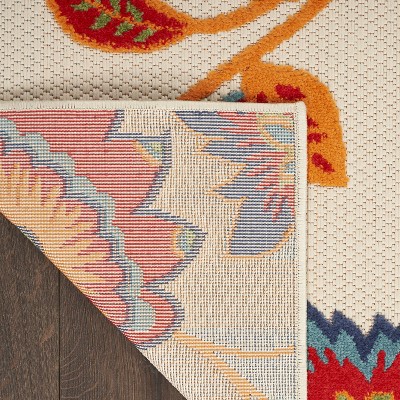 Multicolor Floral Synthetic 4' x 6' Outdoor Rug