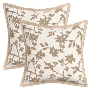 REGALWOVEN Fade-Resistant Chenille Leaves Jacquard Decorative Maple Leaf Pillow Covers 18 x 18 Inch Set of 2 - 1 of 4