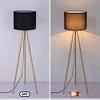 HBEZON 61'' Tripod Floor Lamp, Modern Rubber Wood Standing Lamp with Foot Switch for Living Room, Bedroom, Office - 2 of 4