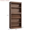 5 Tier 71" Tall Bookcase w/Display Rack & Fluted Design, Farmhouse Bookshelf w/ Wood Base, Wood Bookshelf Rustic Vintage Book Shelf for Office Library - 2 of 4