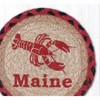 Earth Rugs Lobster Maine Round Coaster – 7"x7" Coastal Jute Accent with Nautical Red Lobster Design - 2 of 3
