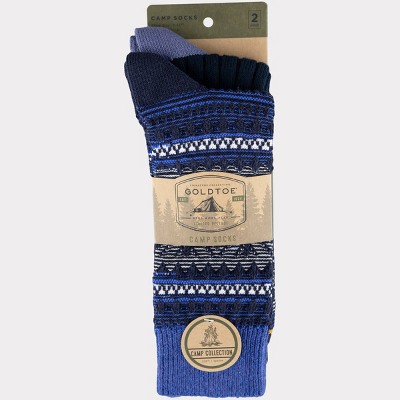 Signature Gold by GOLDTOE Men's Nordic Fair Isle Boots Socks 2pk - Blue/Peacoat 6-12.5