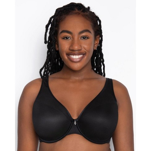 Curvy Couture Women's Full Figure Sheer Mesh Plunge T-shirt Bra Black Hue  36g : Target